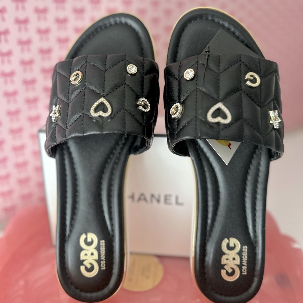 GBG slides with bling cute charms size 9